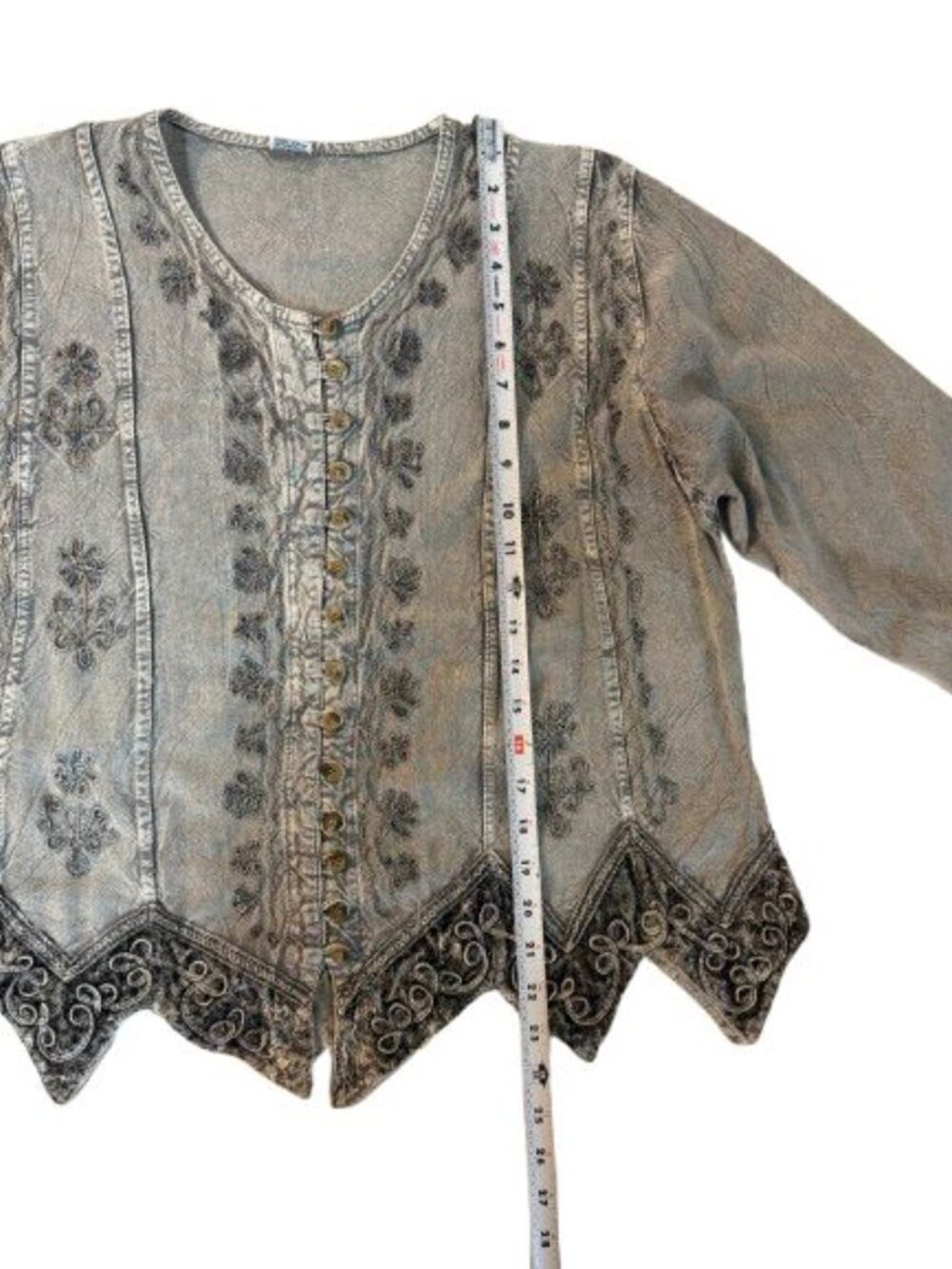 Boho Embroidered 100% Rayon Blouse Free Size Excellent Condition. - Picture 3 of 8